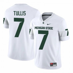 Brandon Tullis Collection: MSU #7 White High School Embroidery Men's Football Jersey 10152119
