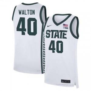 Brennan Walton Collection: Spartans #40 White University Stitched Men's Basketball Jersey 98785266
