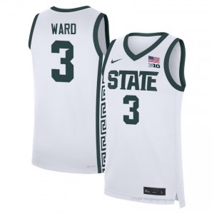Authentic Cam Ward MSU Spartans #3 White Jersey - Men's NCAA Hoops Elite Collection 11531125