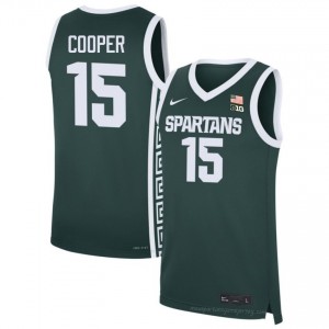 Carson Cooper Collection: Michigan State Spartans #15 Green College Embroidery Men's Basketball Jersey 94786209