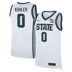 Authentic Jaxon Kohler MSU Spartans #0 White Jersey - Men's NCAA Hoops Elite Collection 90164517