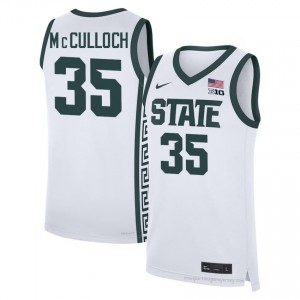 #35 Jesse McCulloch MSU Spartans White Men's Jersey - Heavy-Duty Stitched Basketball Uniform 14992071