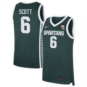 Authentic Jordan Scott Michigan State Spartans #6 Green Jersey - Men's College Hoops Elite Collection 67116555