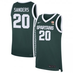 Green MSU #20 Nick Sanders Men's Player Jersey - Heavy-Duty Stitched Basketball Uniform 67199531