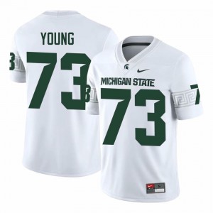 Rustin Young Collection: MSU #73 White High School Embroidery Men's Football Jersey 27845499