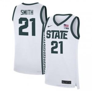 Steve Smith Collection: MSU Spartans #21 White NCAA Stitched Men's Basketball Jersey 79260979