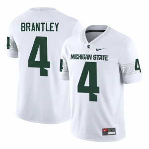 #4 Charles Brantley MSU Spartans White Men's Jersey - Official University Embroidery Football Uniform 60885024