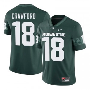 #18 Dion Crawford MSU Spartans Green Men's Jersey - Official University Stitch Football Uniform 56547219
