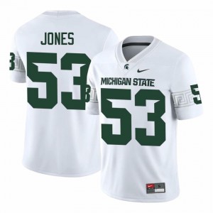 Greg Jones Collection: MSU #53 White High School Embroidery Men's Football Jersey 10210603