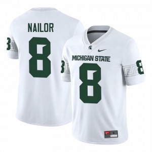 Jalen Nailor Collection: MSU #8 White High School Embroidery Men's Football Jersey 74295719