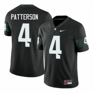 #4 Jaziun Patterson MSU Spartans Black Men's Jersey - Official University Stitched Football Uniform 22097420