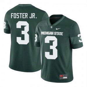 Authentic Montorie Foster Jr. Michigan State #3 Green Jersey - Men's NCAA Football Elite Collection 83959784