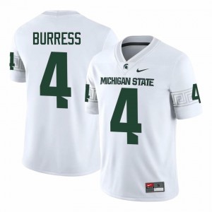 #4 Plaxico Burress MSU Spartans White Men's Jersey - Official University Embroidery Football Uniform 74800542