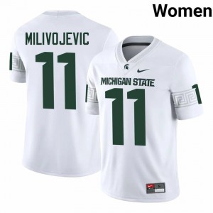 Authentic Alessio Milivojevic Michigan State #11 White Jersey - Women's NCAA Football Elite Collection 43923067