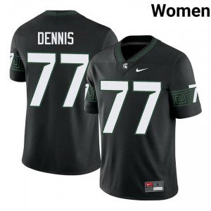 Authentic Andrew Dennis Michigan State #77 Black Jersey - Women's NCAA Football Elite Collection 23590222