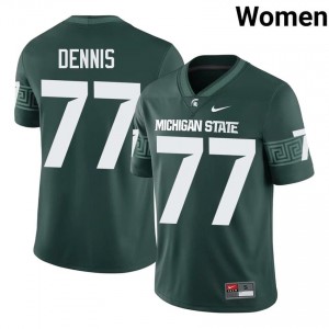 Andrew Dennis Collection: MSU #77 Green High School Stitch Women's Football Jersey 83149201