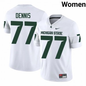 Andrew Dennis #77 Michigan State Spartans White College Embroidery Jersey - Premium Women's Football Edition 88061288
