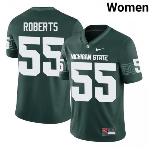 Ben Roberts Collection: MSU #55 Green High School Stitch Women's Football Jersey 82544867