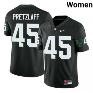 #45 Brady Pretzlaff MSU Spartans Black Women's Jersey - Official University Stitched Football Uniform 66282107