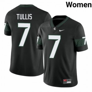 #7 Brandon Tullis MSU Spartans Black Women's Jersey - Official University Stitched Football Uniform 48353995
