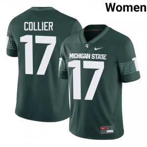 Braylon Collier #17 Michigan State Spartans Green College Stitch Jersey - Premium Women's Football Edition 30272985