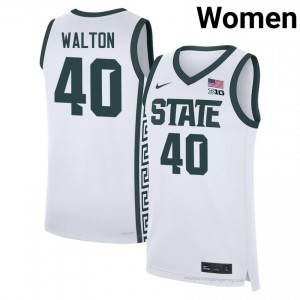 Authentic Brennan Walton MSU Spartans #40 White Jersey - Women's NCAA Hoops Elite Collection 72514903