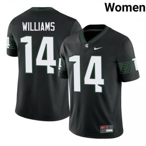 Bryson Williams Collection: MSU #14 Black High School Stitched Women's Football Jersey 33280548
