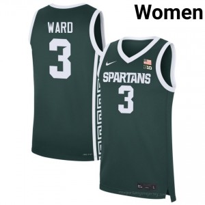 Green MSU #3 Cam Ward Women's Player Jersey - Heavy-Duty Stitched Basketball Uniform 84618854