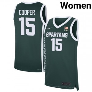 Authentic Carson Cooper MSU #15 Green Jersey - Women's Player Hoops Elite Collection 27850285
