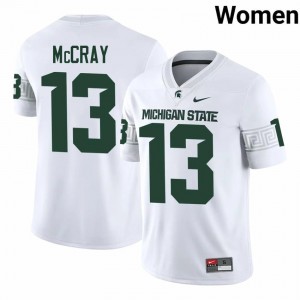 Chrishon McCray #13 Michigan State Spartans White College Embroidery Jersey - Premium Women's Football Edition 67441593