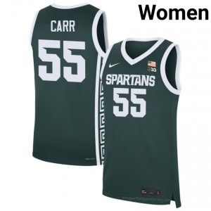 Green Michigan State Spartans #55 Coen Carr Women's College Jersey - Heavy-Duty Stitched Basketball Uniform 42512727