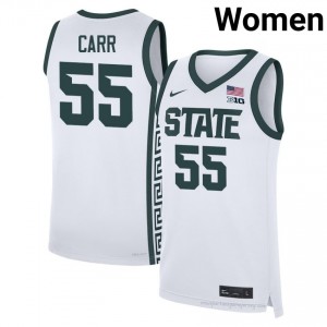 #55 Coen Carr MSU Spartans White Women's Jersey - Heavy-Duty Stitched Basketball Uniform 72707520