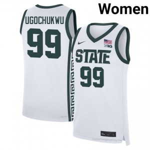 White MSU Spartans #99 Divine Ugochukwu Women's NCAA Jersey - Heavy-Duty Stitched Basketball Uniform 57613977