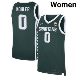 Green MSU #0 Jaxon Kohler Women's Player Jersey - Heavy-Duty Stitched Basketball Uniform 39497086