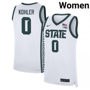 #0 Jaxon Kohler Spartans White Women's Jersey - Heavy-Duty Stitched Basketball Uniform 39060917