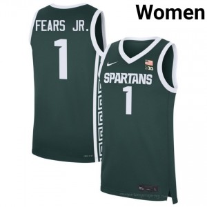 Jeremy Fears Jr. Collection: MSU #1 Green Player Embroidery Women's Basketball Jersey 76044501
