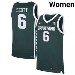 #6 Jordan Scott MSU Green Women's Jersey - Heavy-Duty Stitched Basketball Uniform 19251556