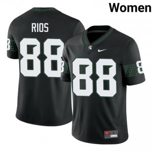 Kai Rios Collection: MSU #88 Black High School Stitched Women's Football Jersey 51834860