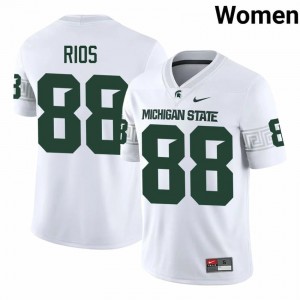 #88 Kai Rios MSU Spartans White Women's Jersey - Official University Embroidery Football Uniform 85219365