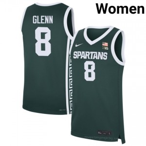 Kaleb Glenn Collection: Michigan State Spartans #8 Green College Embroidery Women's Basketball Jersey 87668296