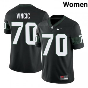 Luka Vincic Collection: MSU #70 Black High School Stitched Women's Football Jersey 52106726
