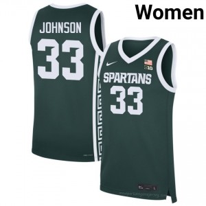 #33 Magic Johnson Michigan State Spartans Green Women's Jersey - Heavy-Duty Stitched Basketball Uniform 49013977