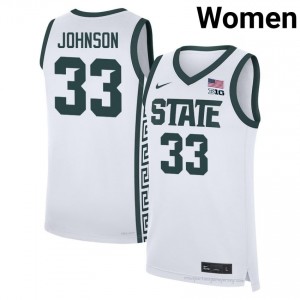 Magic Johnson Collection: MSU Spartans #33 White NCAA Stitched Women's Basketball Jersey 93174915