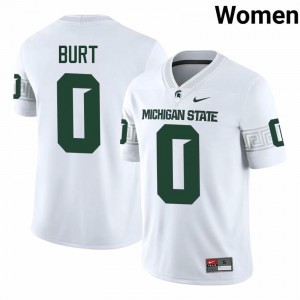 NiJhay Burt Collection: MSU #0 White High School Embroidery Women's Football Jersey 27910265