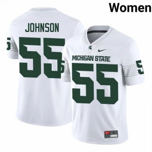 Authentic Rakeem Johnson Michigan State #55 White Jersey - Women's NCAA Football Elite Collection 45802911