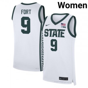 Authentic Trey Fort Spartans #9 White Jersey - Women's University Hoops Elite Collection 56771746