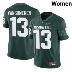 Ben VanSumeren Collection: MSU #13 Green High School Stitch Women's Football Jersey 19795865