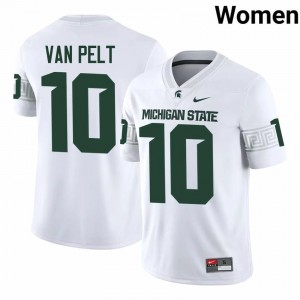 Brad Van Pelt Collection: MSU #10 White High School Embroidery Women's Football Jersey 72360728