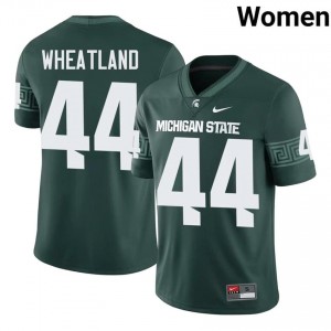 #44 Caleb Wheatland MSU Spartans Green Women's Jersey - Official University Stitch Football Uniform 12240368