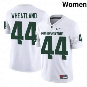 Caleb Wheatland Collection: MSU #44 White High School Embroidery Women's Football Jersey 68766428